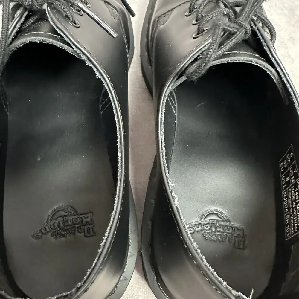 Dr Martens 1461 Mono 3 Eye Black Smooth Leather Oxford Shoes Mens 7 Womens 8